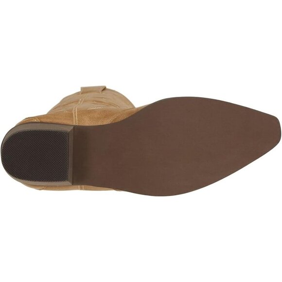 🆕Tan Faux Leather Wide Calf Cowgirl Cowboy Boots for Women Western Fashion Shoe - Picture 8 of 8